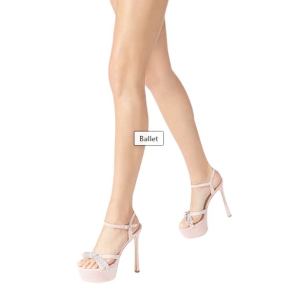 Stuart Weitzman Mega Crystal Bow Platform Sandals Color: Ballet New: Never Worn - Picture 3 of 13